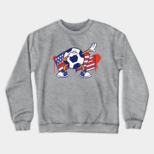 Dabbing Soccer Ball Cartoon USA American Flag Crewneck Sweatshirt